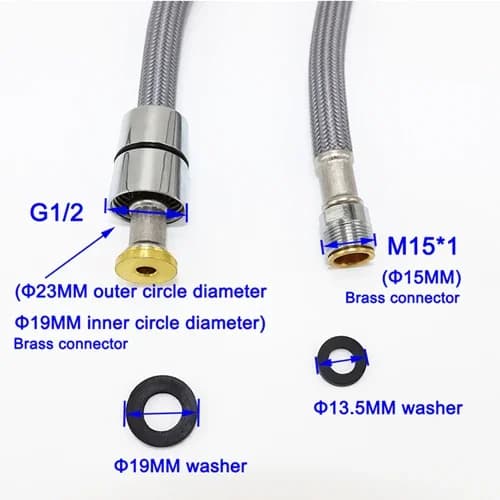 Washing Machine Hose | Nylon Braided Pull Out Tap Hose | 150-300cm Kitchen/Basin - Thumbnail 3