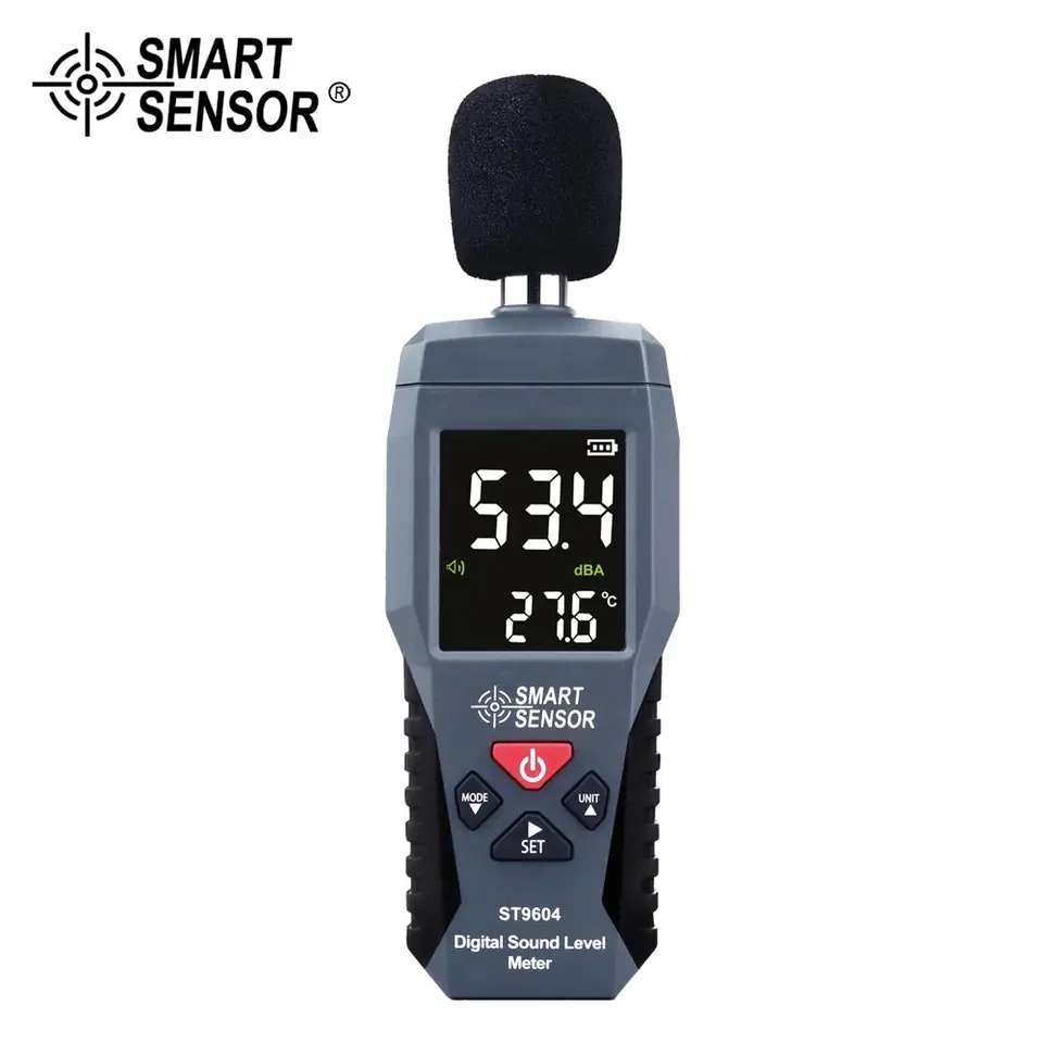 Digital Decibel Meter | 30-130dB LCD Backlight | Noise Meter with Thermometer - Thumbnail 2