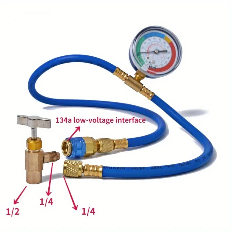 AC Recharge Kit | R134A Refrigerant Hose with Pressure Gauge | DIY Repair - Thumbnail 4