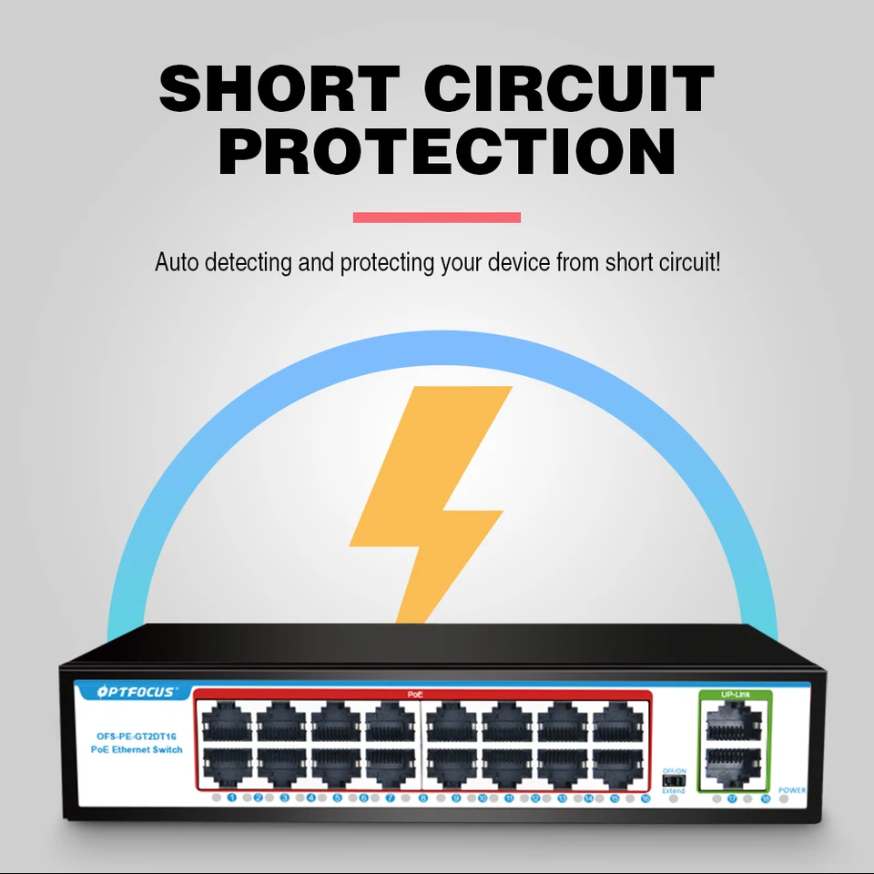 16 Port Gigabit PoE Network Switch | 802.3af/at Active Ethernet | CCTV Camera Hub - Thumbnail 5