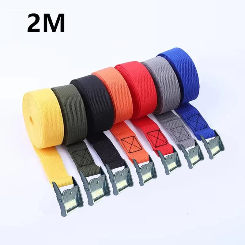 3x 2M Ratchet Straps | Metal Buckle Tie-Downs | Car, Bike & Luggage Cargo - Thumbnail 6
