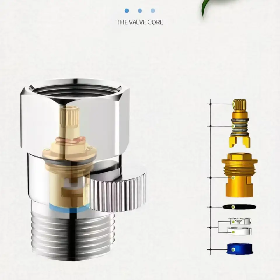 Brass Bathroom Shower Flow Control Valve | Straight Shut-off | Angle Tap Accessory - Thumbnail 6