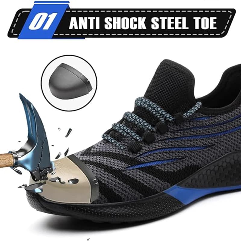 Steel Toe Work Boots for Men | Lightweight & Puncture-Resistant | Breathable Safety Footwear - Thumbnail 4
