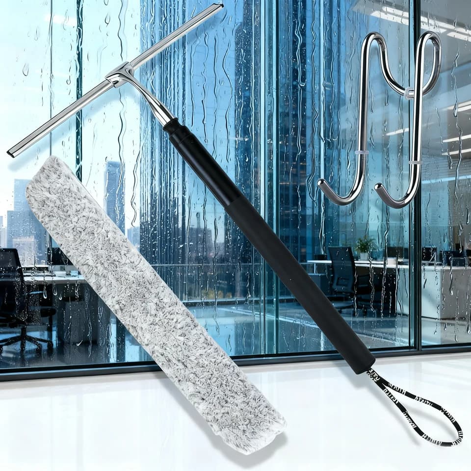 Telescopic Window Squeegee Cleaning Kit | 12-59'' Extendable | Glass & Shower Doors - Thumbnail 6
