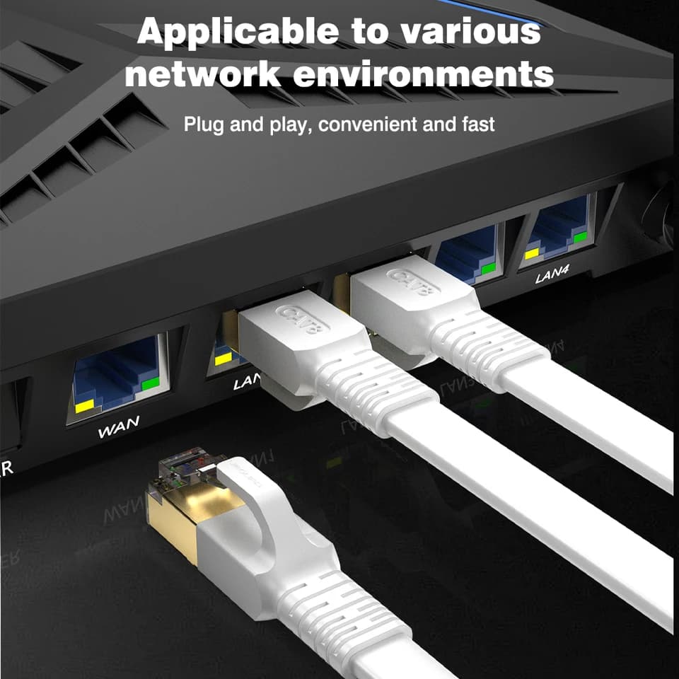 Cat8 Ethernet Cable | Flat 40Gbps Shielded LAN | Pure Copper High-Speed Internet - Thumbnail 6