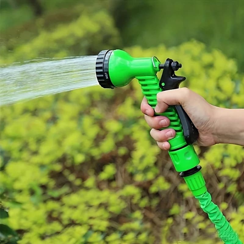 Garden Hose with 7-Function Nozzle | Car Cleaning Spring Pipe | Industrial Grade - Thumbnail 7