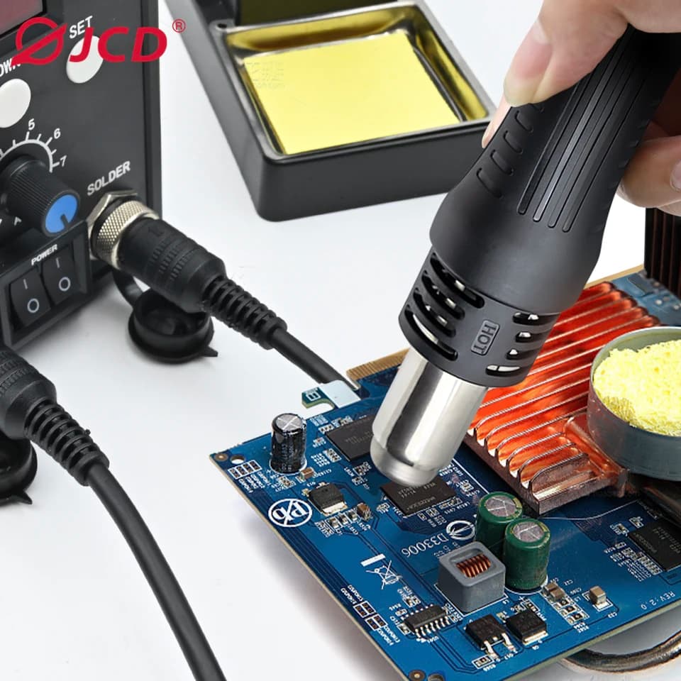 Soldering Iron & Hot Air Rework Station | 2-in-1 Desoldering Tool | JCD 8586 Kit - Thumbnail 7