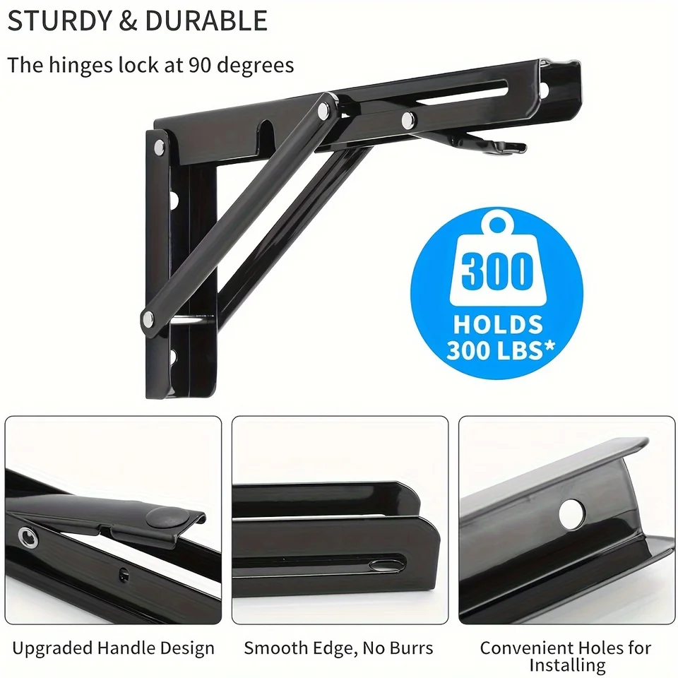 Folding Angle Brackets | 300x163mm Heavy Duty | Wall Mount Support - Thumbnail 4