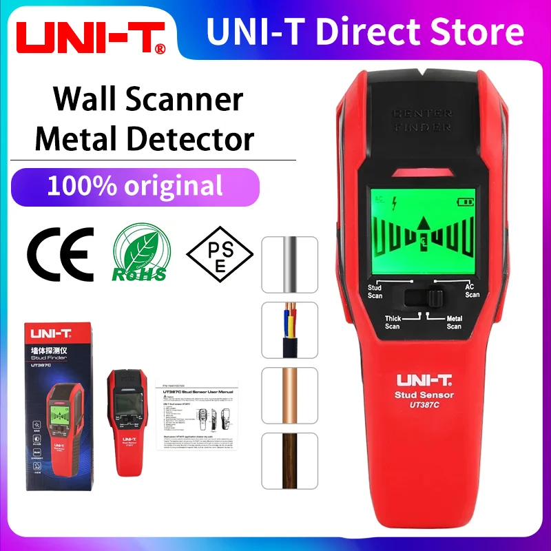 UNI-T UT387C Stud Finder | 4-in-1 Metal/AC/Wood Scanner | Live Wire Detector - Thumbnail 2