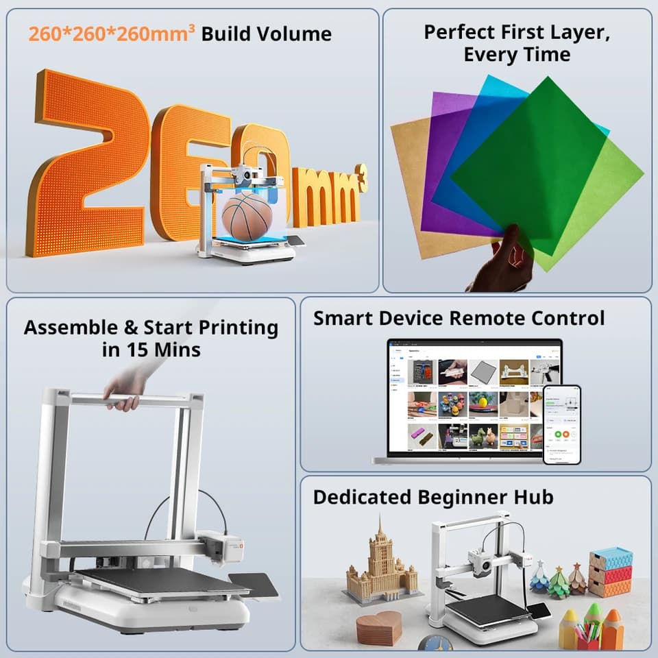 ANYCUBIC Kobra 4 3D Printer | Multi-colour FDM | Up to 600mm/s print speed - Thumbnail 3