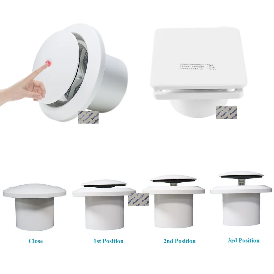 Vent Round | 3-Position Push A/C Diffuser | White ABS Plastic - Thumbnail 2