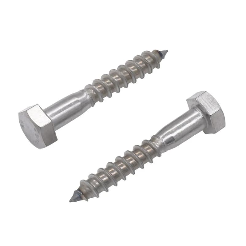 M6 M8 M10 Deck Screws Stainless Steel: Two identical lag screws on a white background.