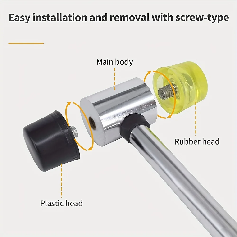 Double-Sided Rubber Mallet – Soft Plastic Hammer for Jewelry, Leather Craft, Woodwork, and Flooring Installation - Thumbnail 3