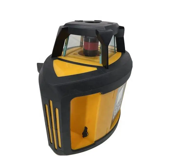 Heipoe HP210R automatic self-leveling rotary laser level with red beam, 360-degree rotation, and LCD display for precise leveling tasks.