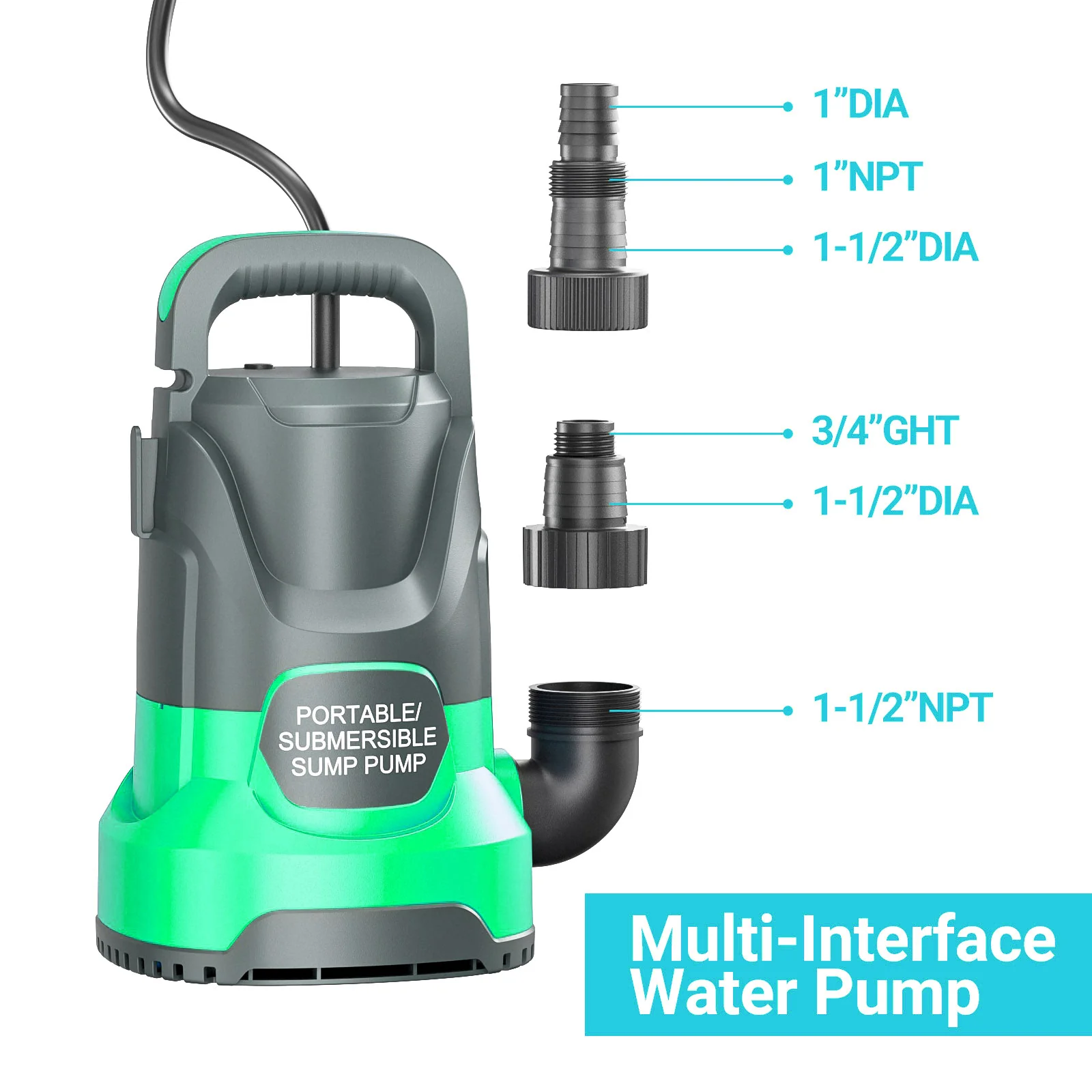 Sump Pump | 1HP 4500 GPH High Flow | Portable Water Transfer & Utility Pump - Thumbnail 2