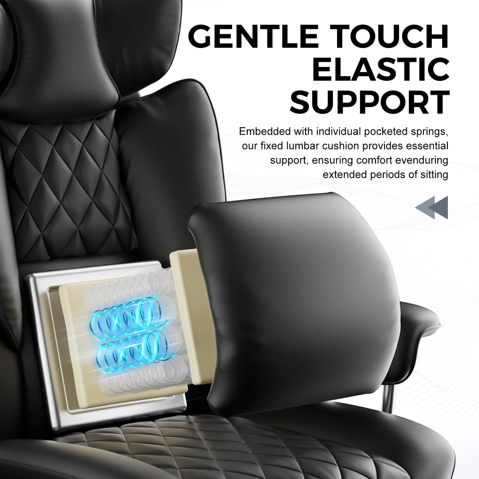 and Tall Office Chair | Pocket Spring Lumbar Support | Ergonomic Gaming Chair with Footrest - Thumbnail 4
