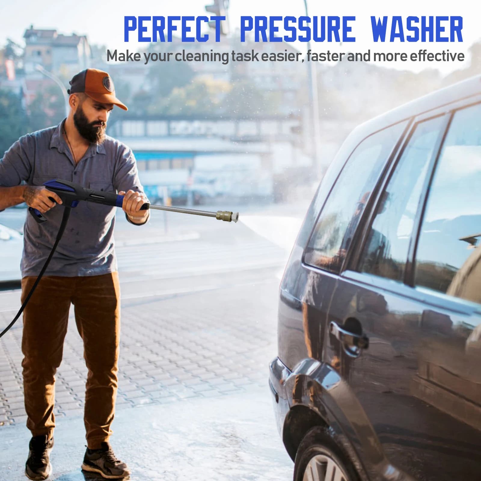 Electric Pressure Washer | 5000PSI 2.9GPM | Upgrade Spray Handle & Anti-Tip Wheels - Thumbnail 2