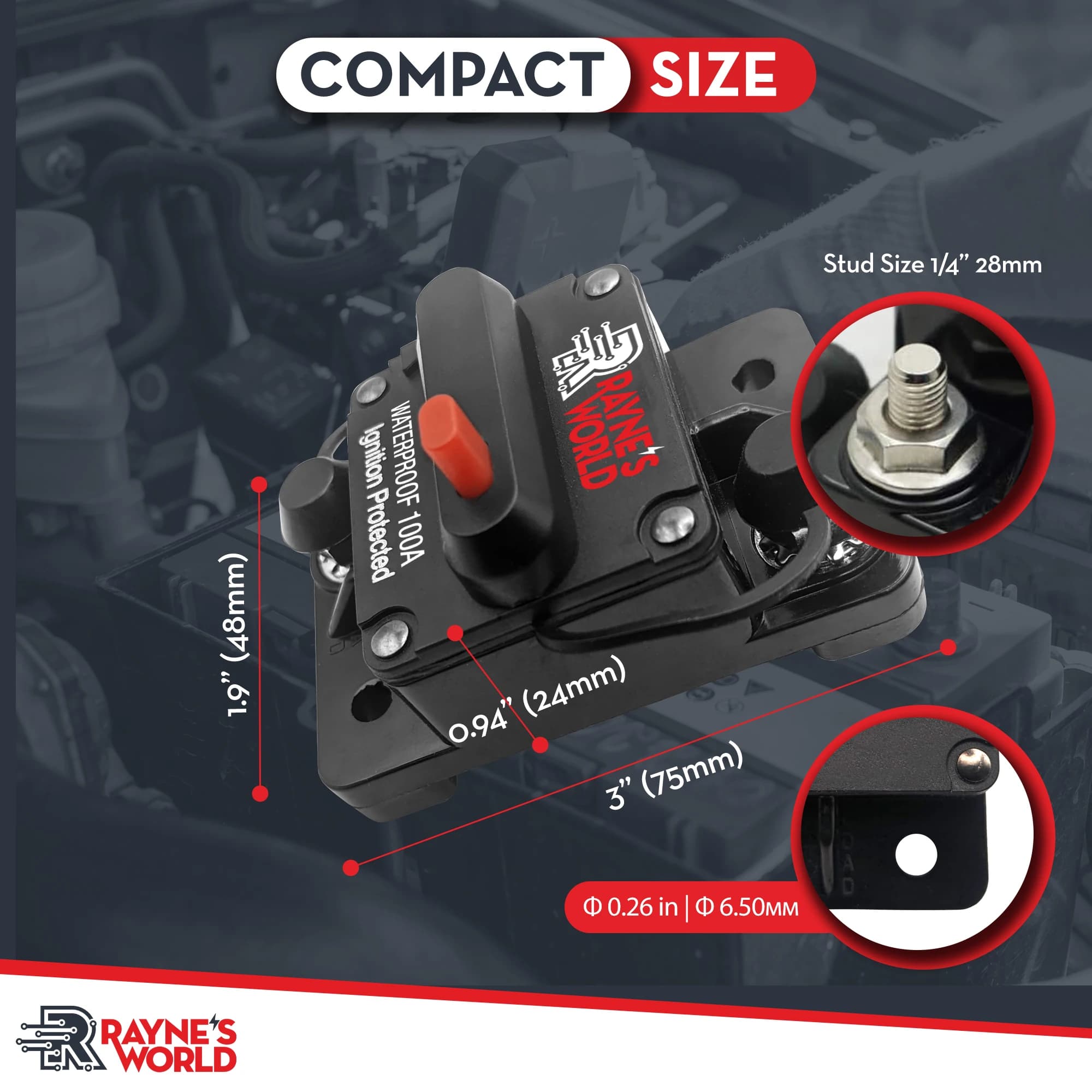 30-300 Amp Circuit Breaker | 12-48V DC Manual Reset | Waterproof for Marine, RV & Solar Systems - Thumbnail 5
