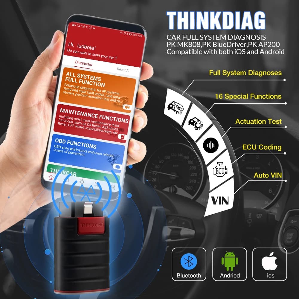 All-System Diagnostic Tool | 16 ECU Resets + 1 Year Free | OBD2 Scanner with Auto VIN - Thumbnail 4