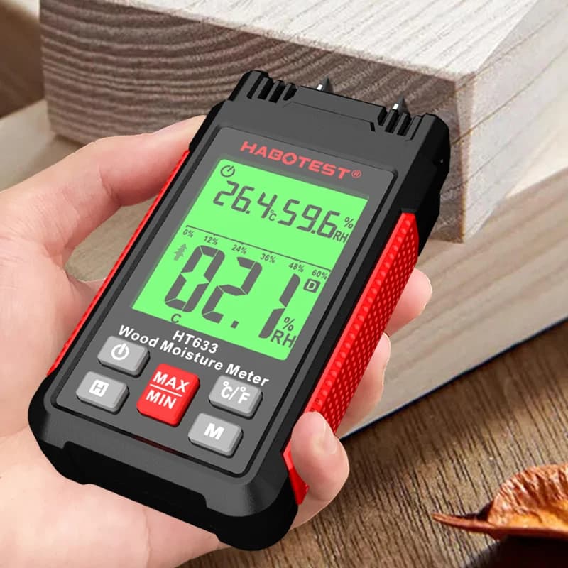 High-Precision Moisture Meter with LCD Backlight for Wood, Timber & Cement - Thumbnail 3