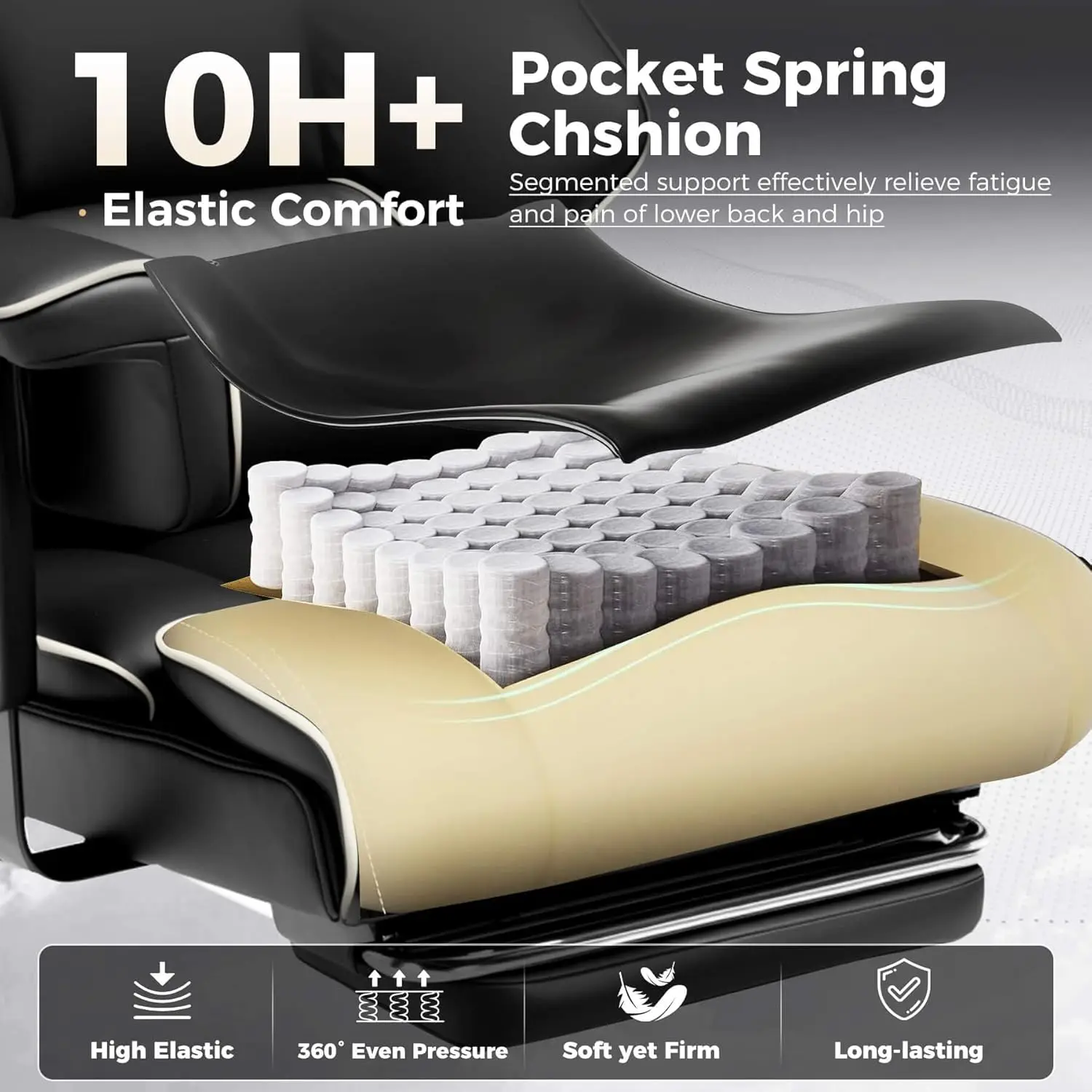 Heavy-Duty Executive Office Chair | 400lb Capacity & Pocket Spring Cushion | Big and Tall Ergonomic Leather Chair - Thumbnail 4