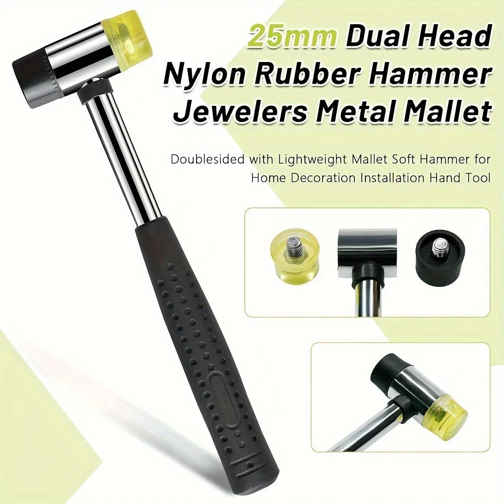 Double-Sided Rubber Mallet – Soft Plastic Hammer for Jewelry, Leather Craft, Woodwork, and Flooring Installation - Thumbnail 5
