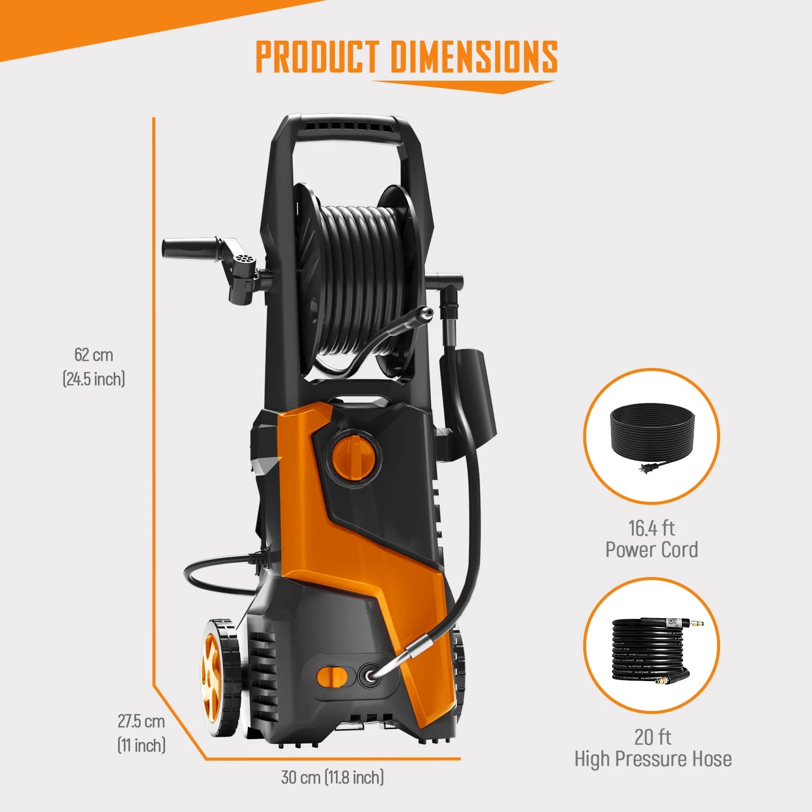 5000 PSI Electric Pressure Washer | 3.5 GPM Max Power | 20 Ft Hose & 16.3 Ft Cord for Driveway Cleaning - Thumbnail 4