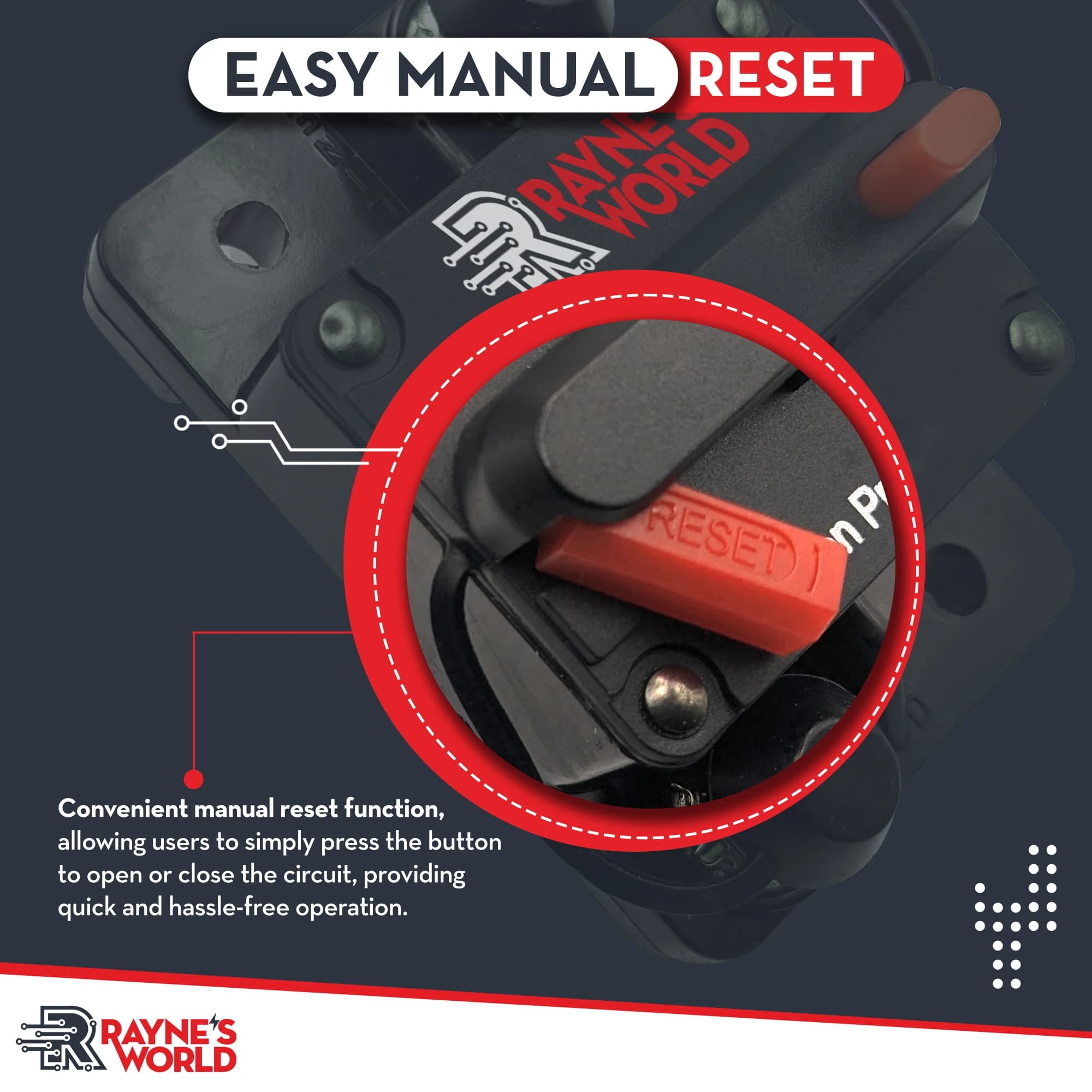30-300 Amp Circuit Breaker | 12-48V DC Manual Reset | Waterproof for Marine, RV & Solar Systems - Thumbnail 3