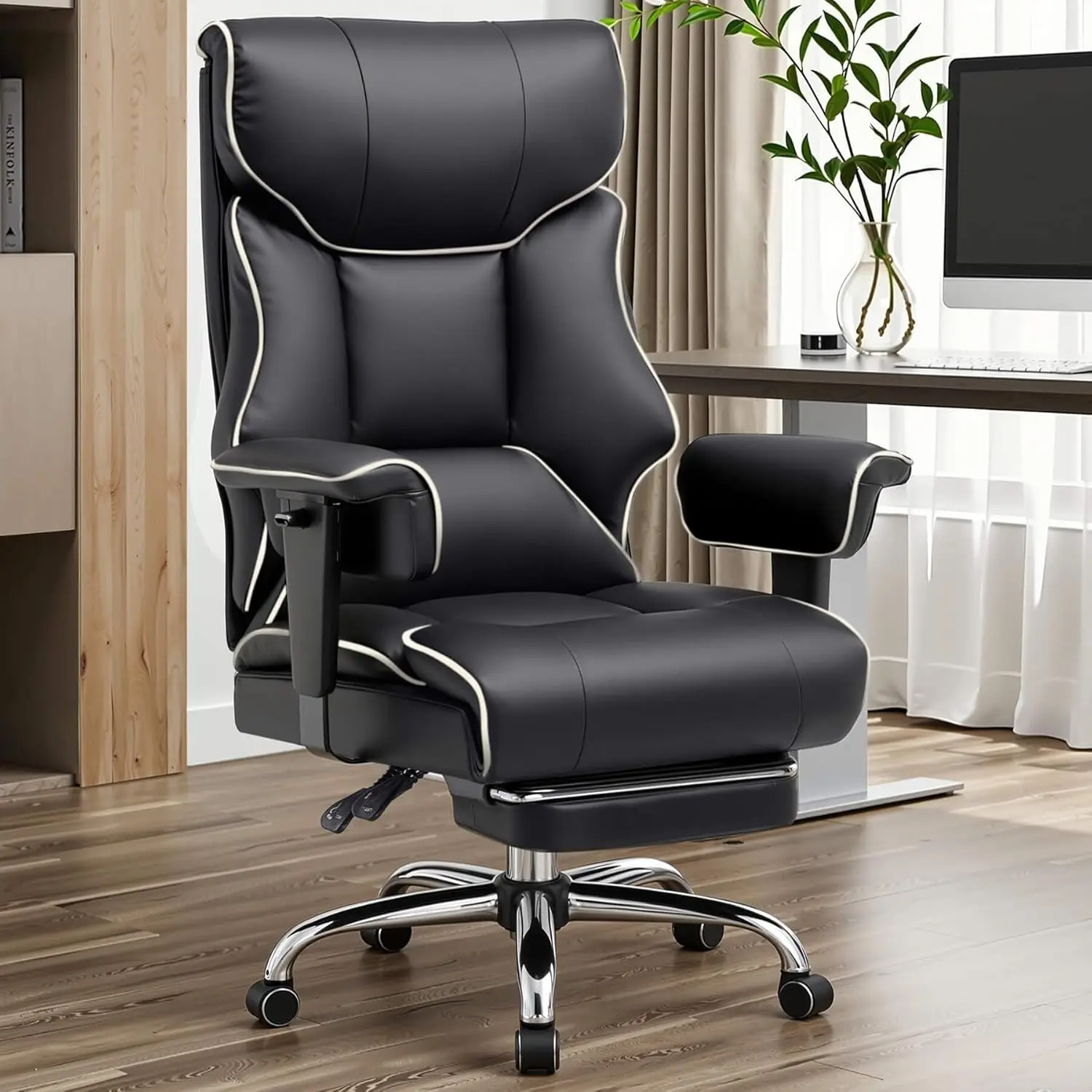 Heavy-Duty Executive Office Chair | 400lb Capacity & Pocket Spring Cushion | Big and Tall Ergonomic Leather Chair - Thumbnail 2
