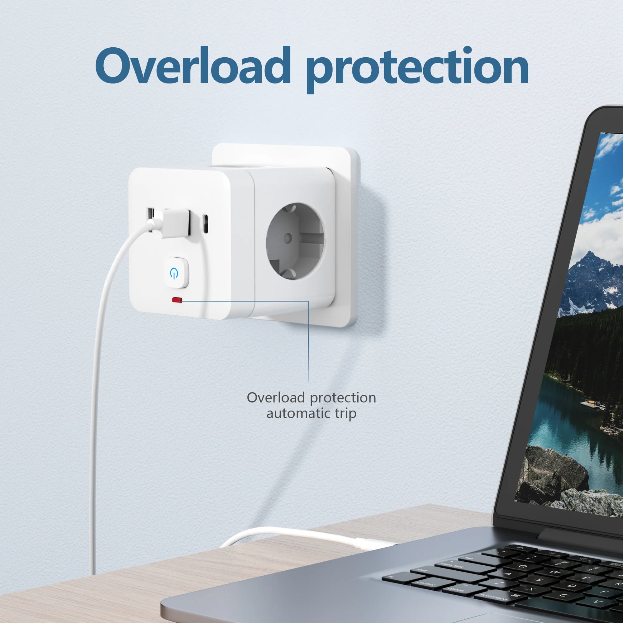 7-in-1 Desktop Charging Station | EU Power Strip with Surge Protection & 3 USB Ports - Thumbnail 5