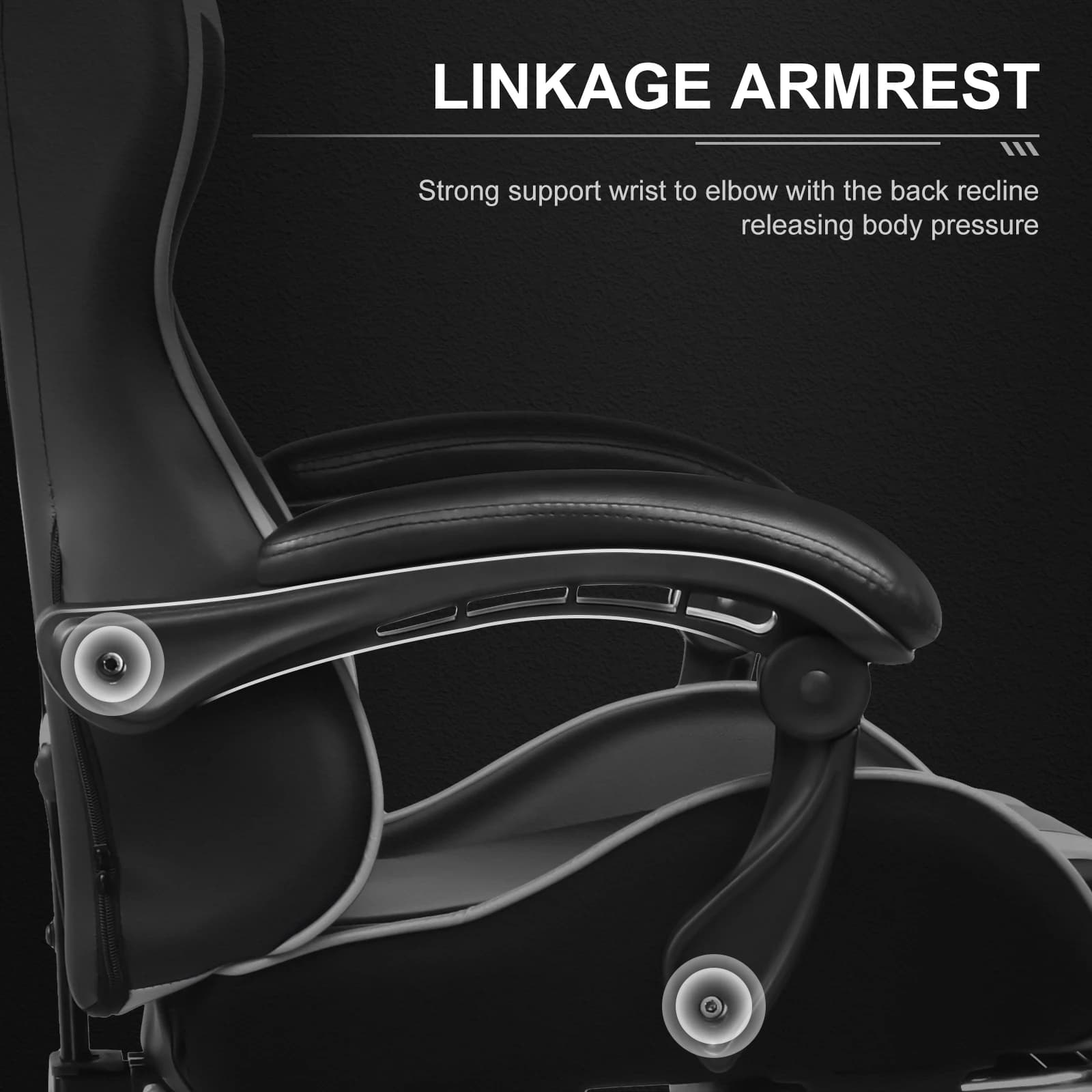 Chair with Footrest | Ergonomic Lumbar Support | Adjustable Swivel Office Chair - Thumbnail 5