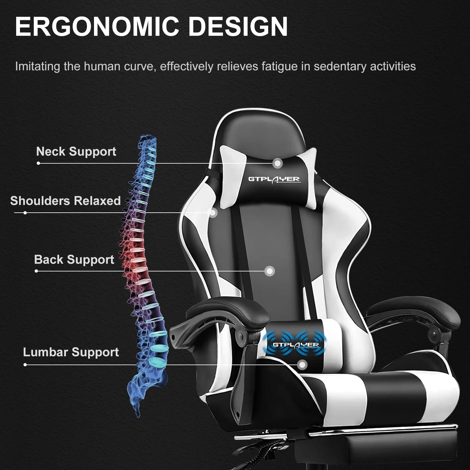 Chair with Footrest | Ergonomic Lumbar Support | Adjustable Swivel Office Chair - Thumbnail 4