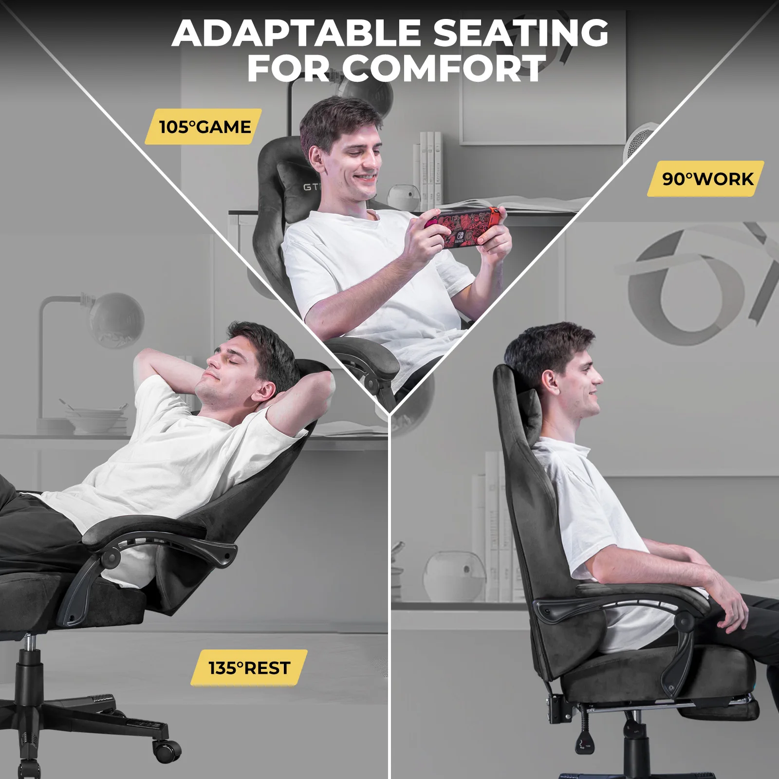 Fabric Gaming Chair | Ergonomic Office Chair | High Quality PC Chair for Long Sessions - Thumbnail 6