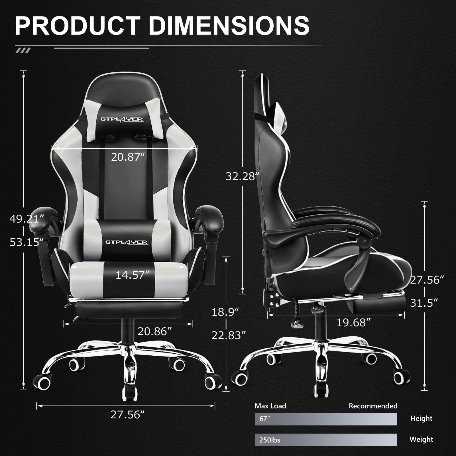 Chair with Footrest | Ergonomic Lumbar Support | Adjustable Swivel Office Chair - Thumbnail 2