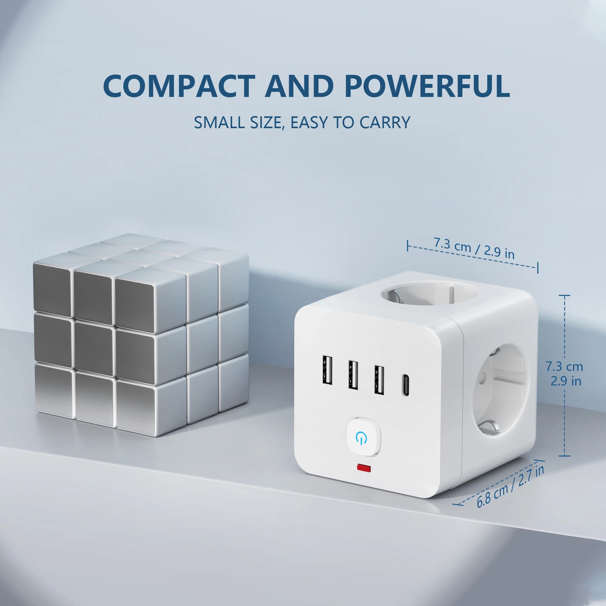 7-in-1 Desktop Charging Station | EU Power Strip with Surge Protection & 3 USB Ports - Thumbnail 6