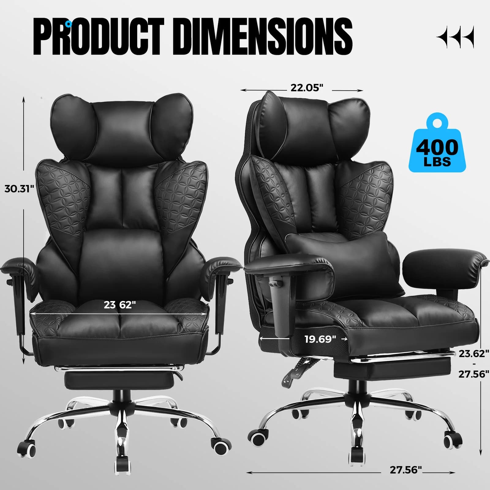 Ergonomic Office Chair | High-Back Leather with Adjustable Armrests | Gaming & Executive Desk - Thumbnail 3