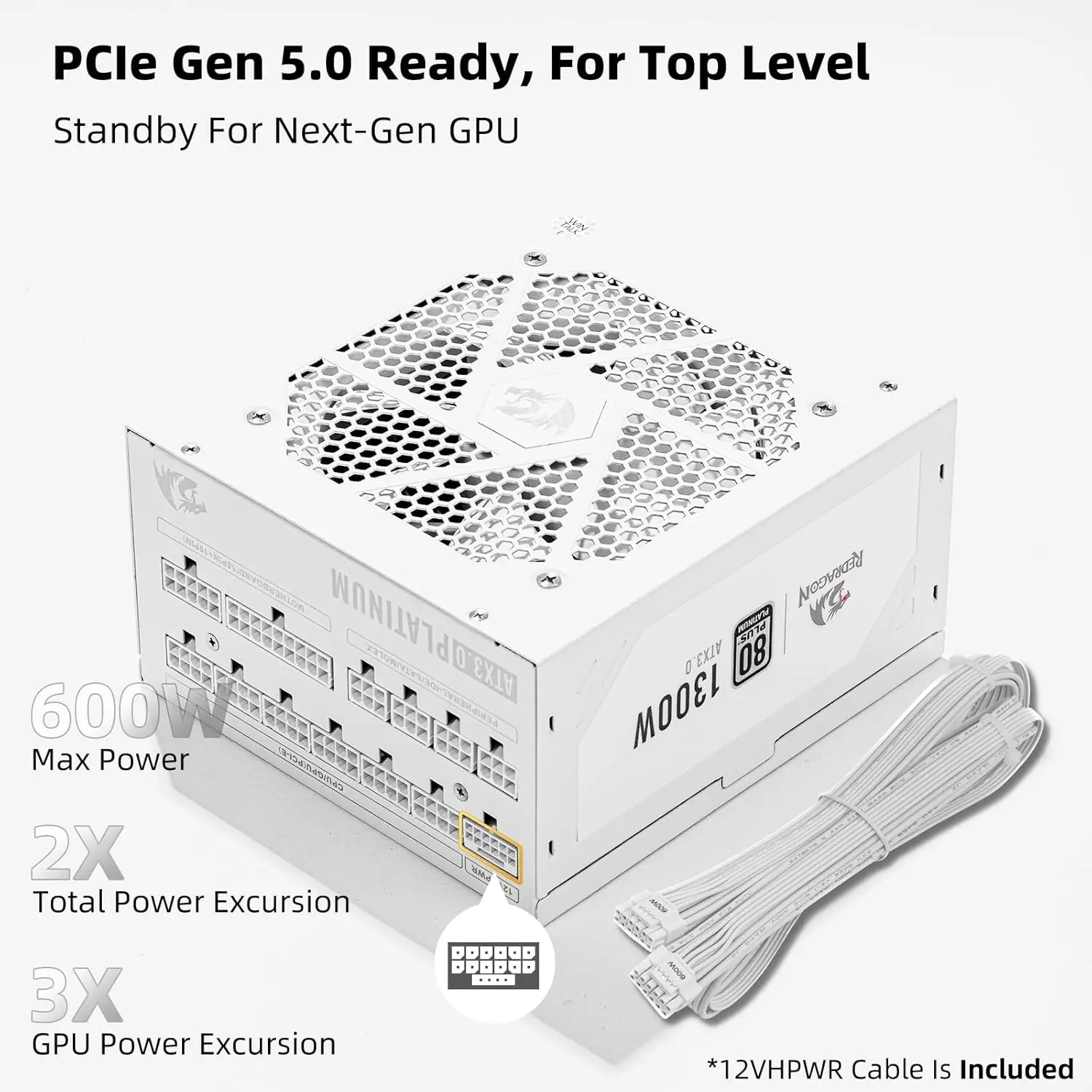 1300W Platinum ATX 3.0 PSU | PCIe 5.0 Ready | Fully Modular Gaming Power Supply - Thumbnail 6