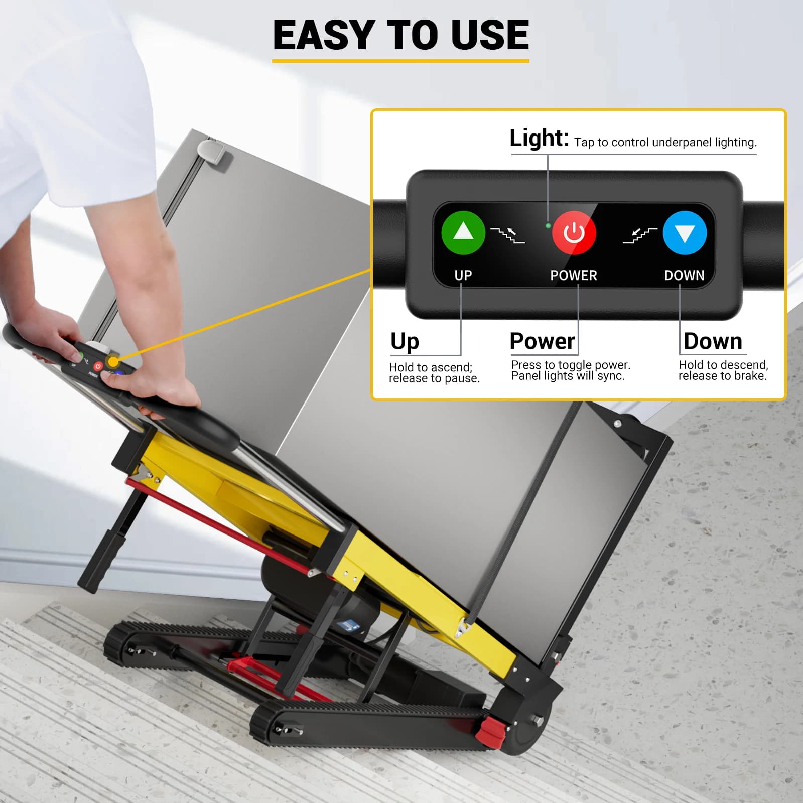 Stair Climbing Hand Truck | 400lb Heavy-Duty Capacity | Folding Dolly for Moving - Thumbnail 5