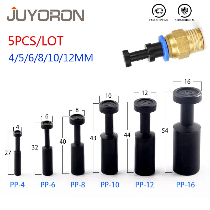Pneumatic Hose Plugs | 5-Piece Push-Fit Connector Kit | 4mm-12mm Sizes - Thumbnail 2