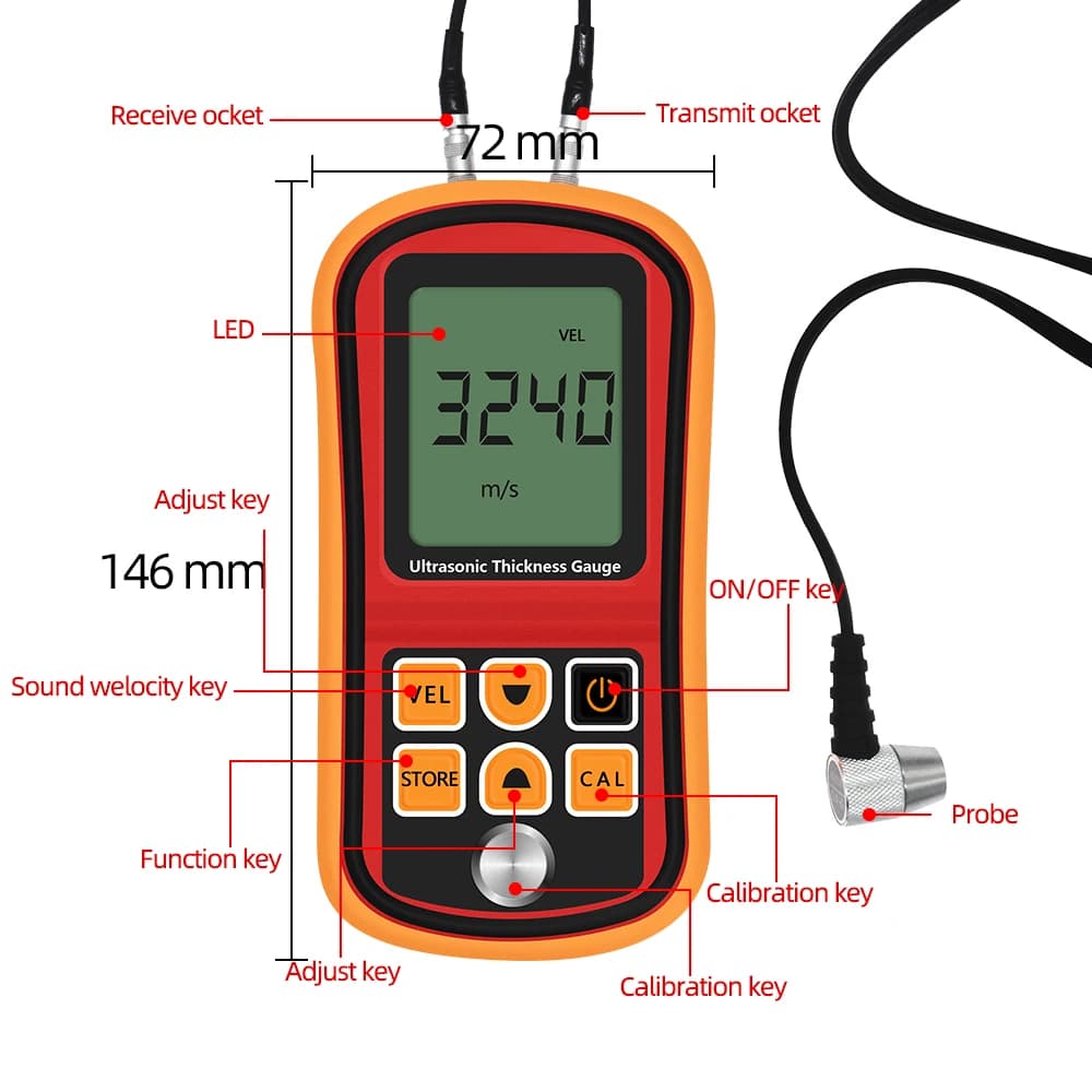 Ultrasonic Thickness Gauge Tester for Metal, Plastic, Glass & Ceramics - Thumbnail 2