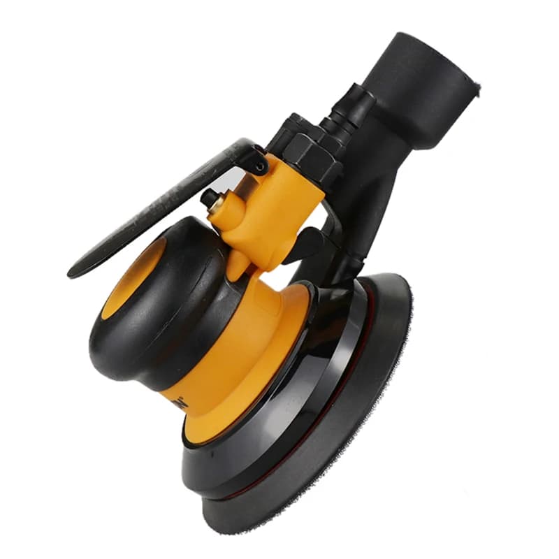 HIFESON Pneumatic Sander Polisher with vacuum attachment, a 5-inch random orbital tool for car paint polishing and surface care.