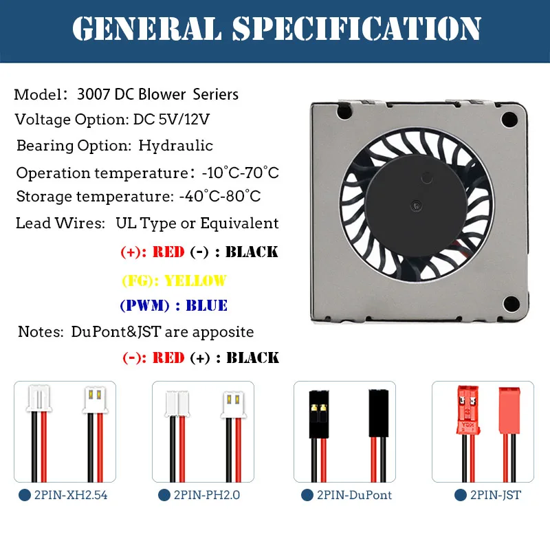 High-Performance 3007 Blower Fan | 30x30x7mm Cooling Solution | 5V/12V Brushless for 3D Printers - Thumbnail 2
