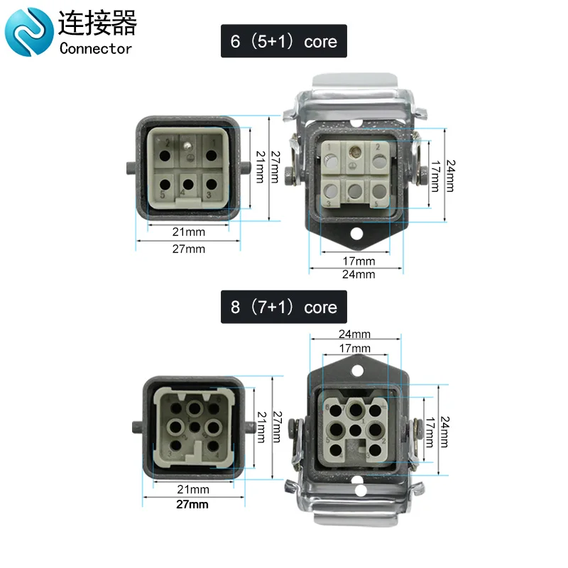 Heavy-Duty Waterproof Industrial Connector | HDC-HA Series | 4-8 Pin | 10A/16A Rated - Thumbnail 5