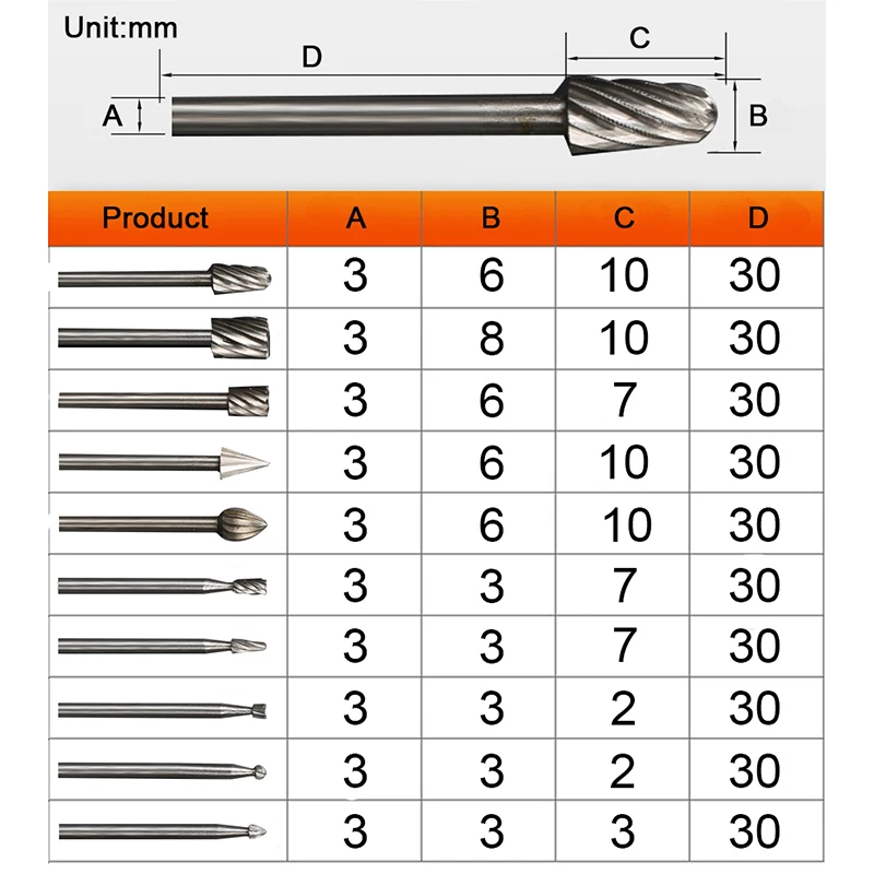 Rotary Burr Mill Cutter Set | 6-10pcs Router Bits | Dremel Engraving Woodworking Tools - Thumbnail 4