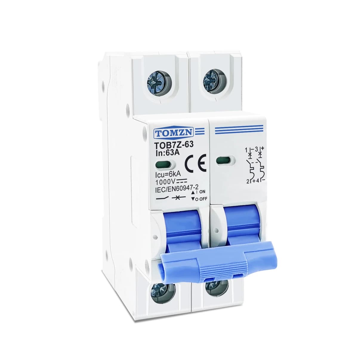 Solar DC Circuit Breaker | 1000V PV System Protection | 3A-63A Range | 35mm DIN Rail MCB - Thumbnail 4