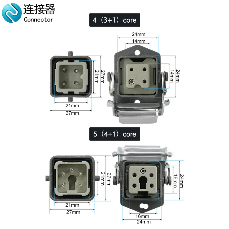 Heavy-Duty Waterproof Industrial Connector | HDC-HA Series | 4-8 Pin | 10A/16A Rated - Thumbnail 6
