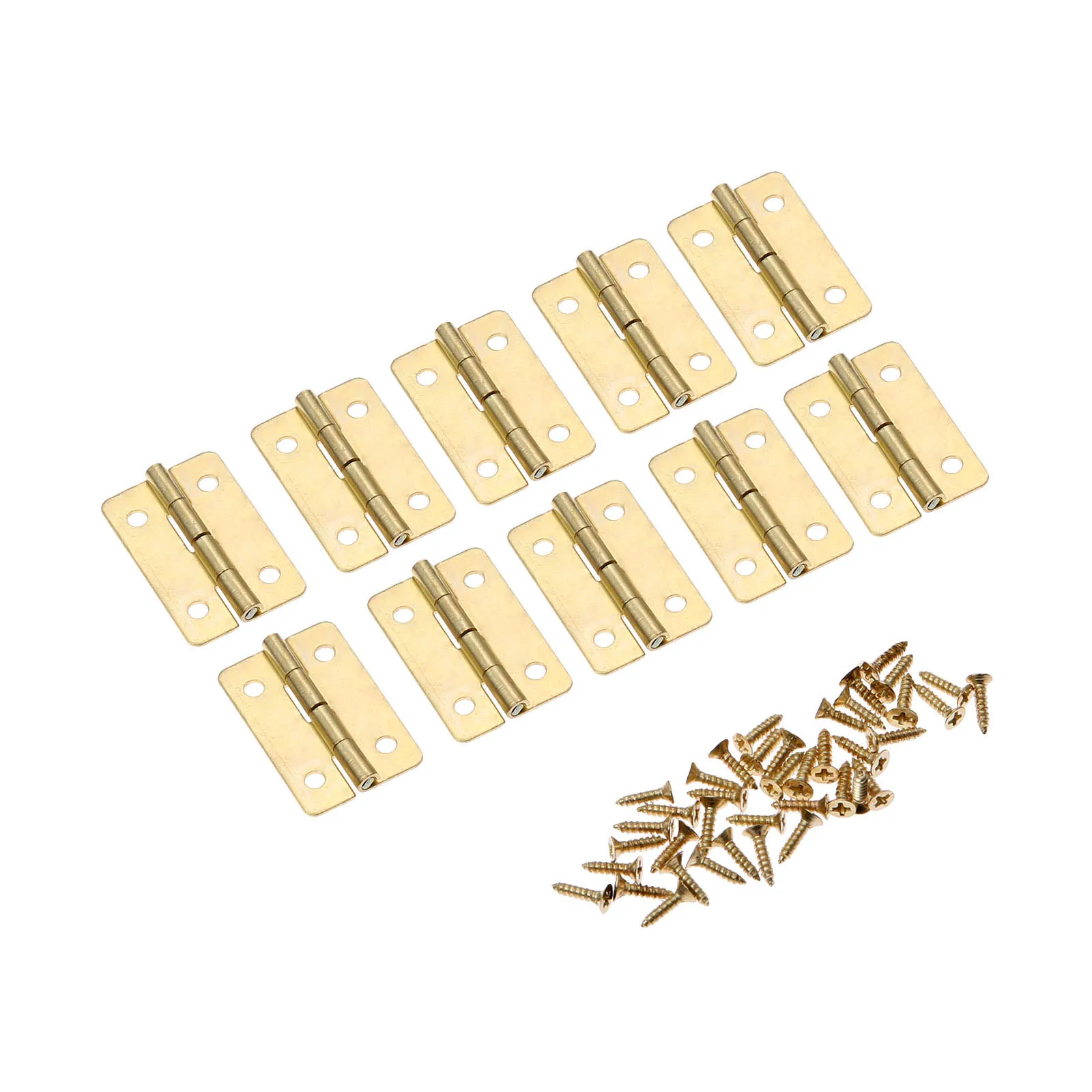 Flat Hinges | 30x21mm Golden Fillet Design | 10Pcs Set for Jewelry & Decorative Wood Boxes - Thumbnail 3