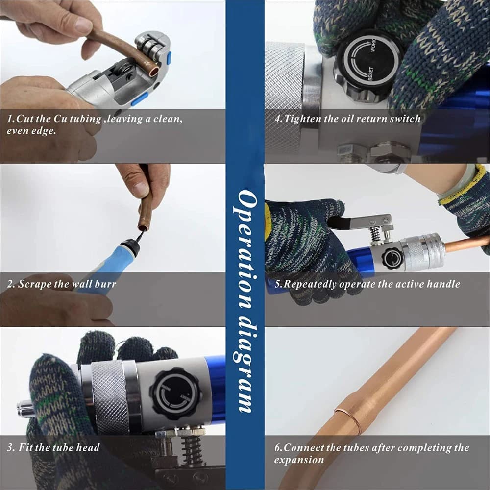 Hydraulic Tube Expander Kit | 1/2 Capacity | Heavy-Duty Swaging & Flaring Tool - Thumbnail 4