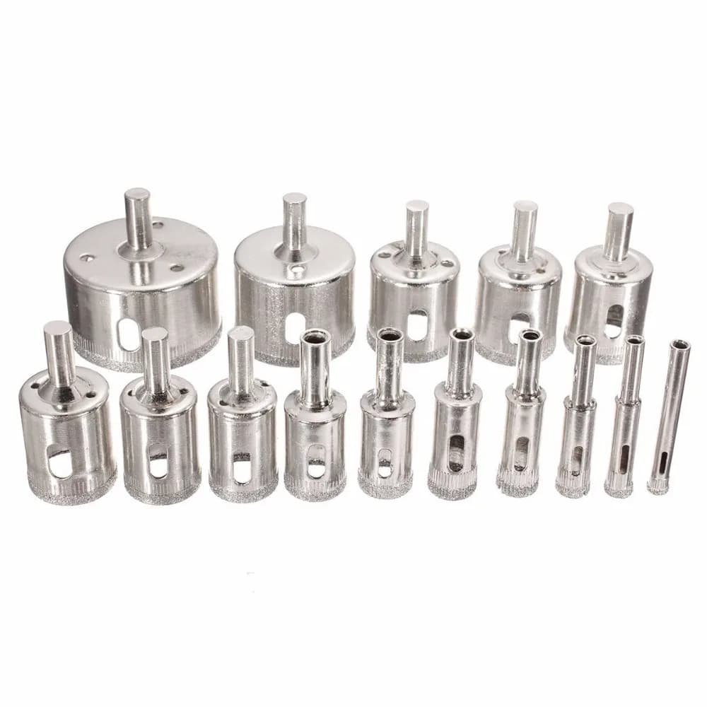Diamond Hole Saw Kit | 15-Piece Set for Glass, Tile & Stone | 6mm-50mm Core Bits - Image 1