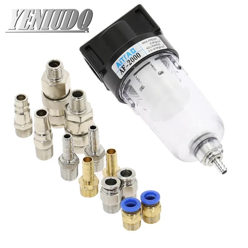 1/4 BSP Pneumatic Filter | Oil-Water Separator for Air Compressors | Heavy-Duty Copper Construction - Thumbnail 2